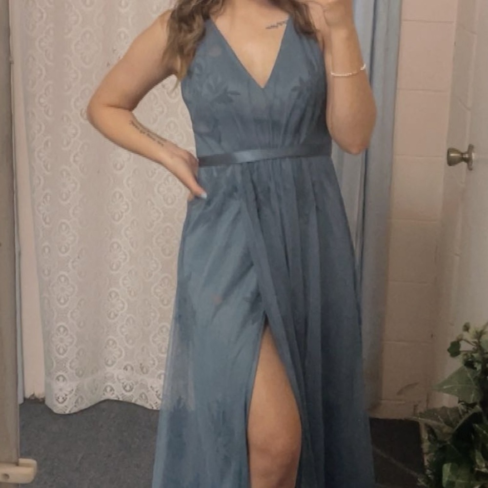 Signature Blue Maxi Dress with Slit